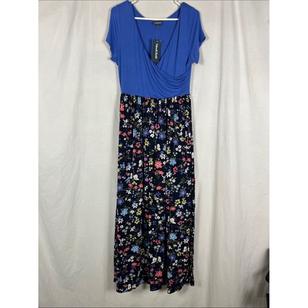 NWT Modcloth Maxi Wrap Top Blue Floral Maxi Dress
